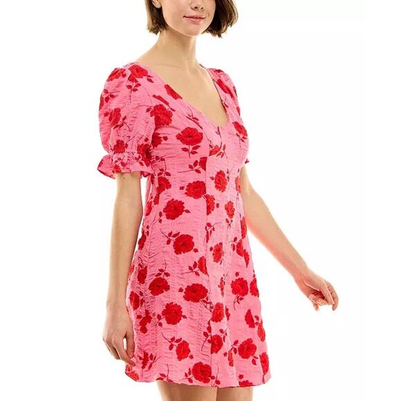 Floral Print Textured Dress CRYSTAL DOLL Size XS - Picture 2 of 5